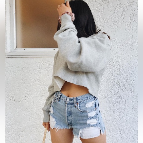 Champion Tops - Champion Cropped Grey Crewneck Sweatshirt